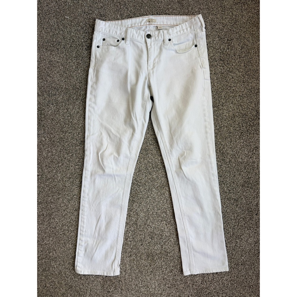 J.Crew White Stretch Denim Slim Straight Jeans 30S Womens Mid Rise Pants‎